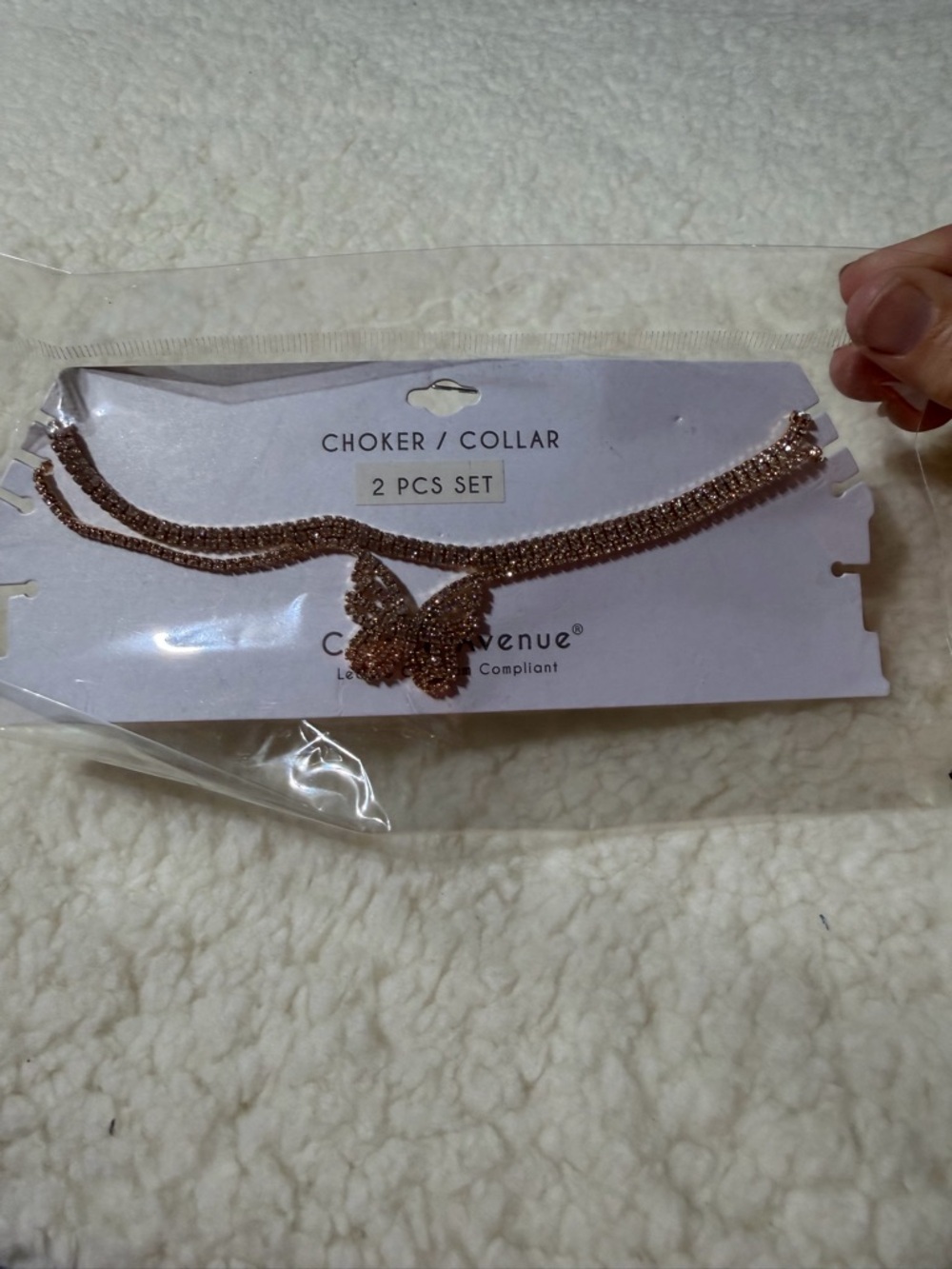 Choker Collar 2-Piece Set with Butterfly Pendant - Gold